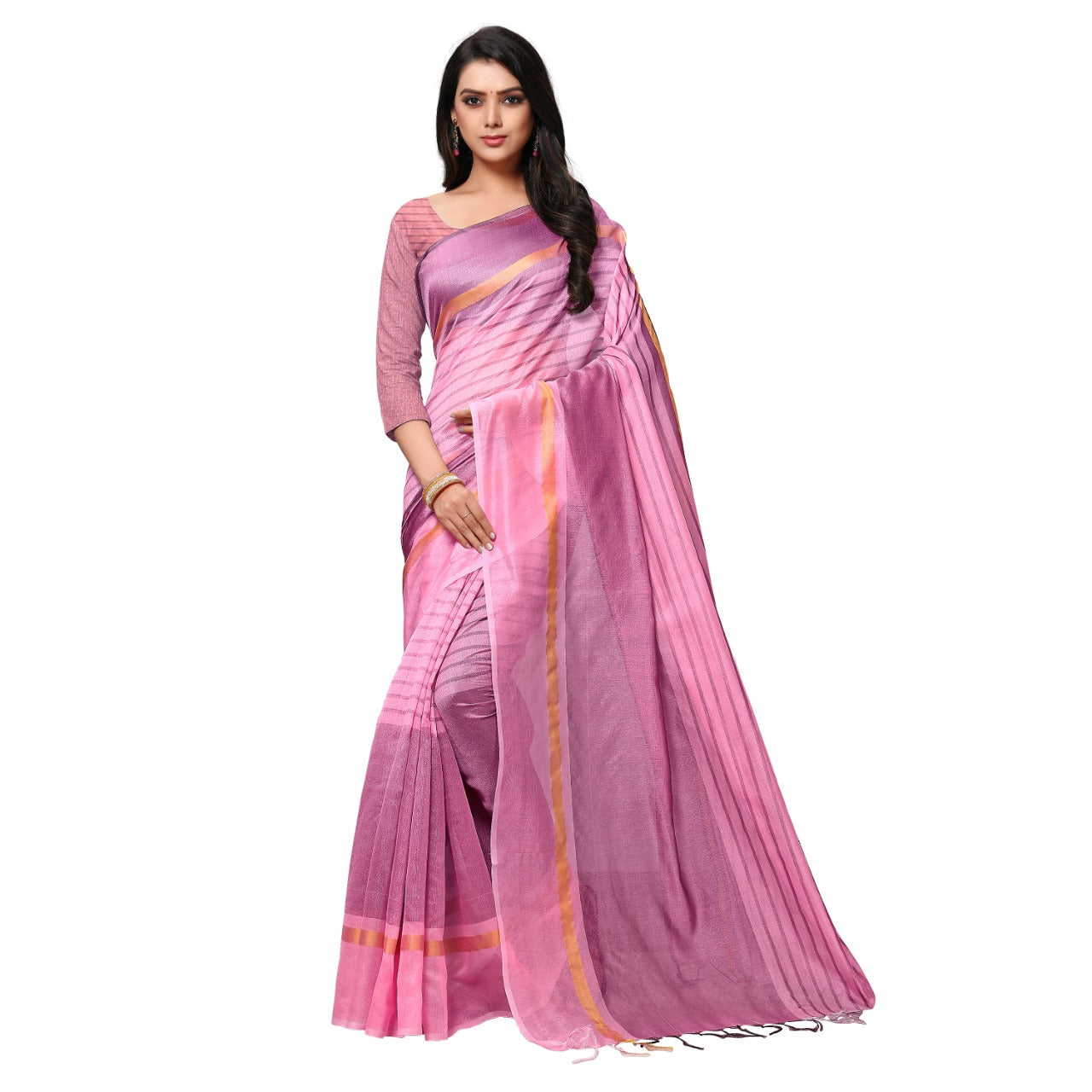 Women Designer Saree (Peach, 6.3 m)