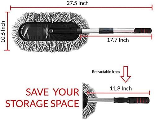 Retractable Flexible Microfiber Car Duster With Handle 360 Degree Rotating Mop