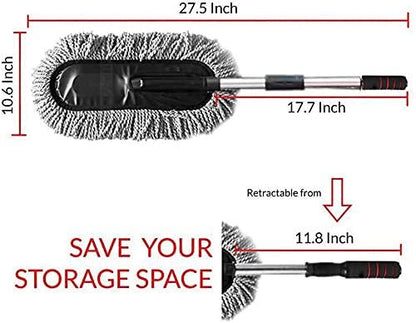 Retractable Flexible Microfiber Car Duster With Handle 360 Degree Rotating Mop