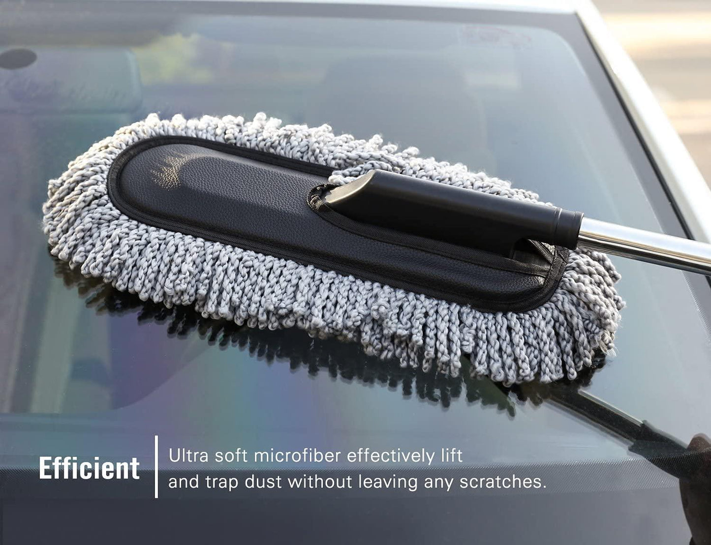 Retractable Flexible Microfiber Car Duster With Handle 360 Degree Rotating Mop