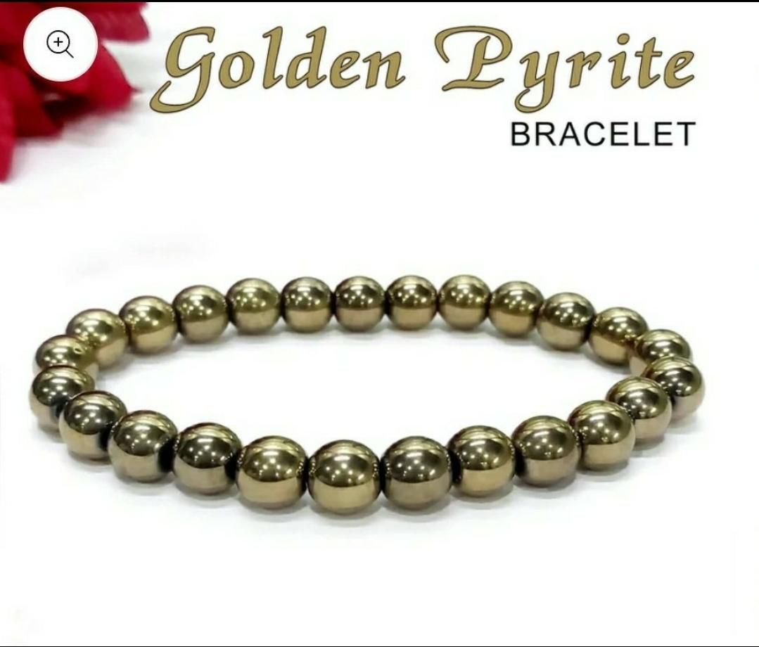 Golden Pyrite 8mm Natural Stone Bracelet (Pack of 1)