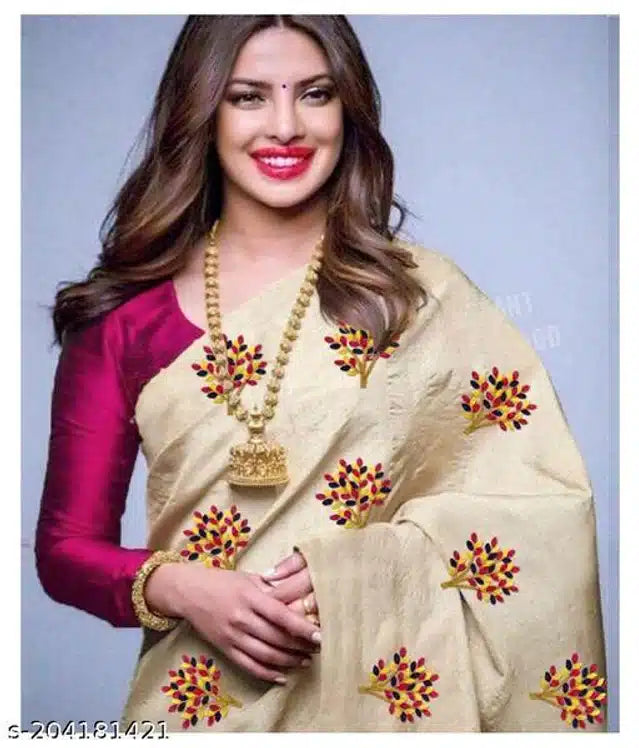 Jacquard Saree For Women (Off White, 6.3m)