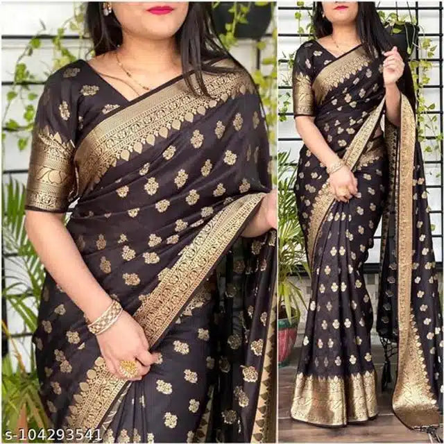 Banarasi Silk Saree With Blouse For Women (6.3M)