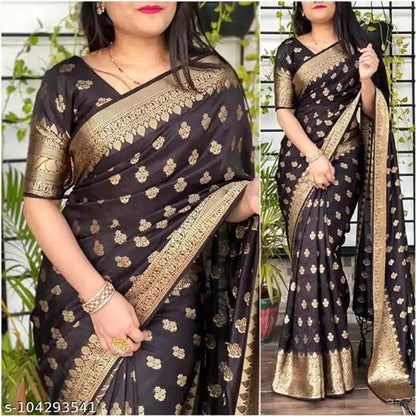 Banarasi Silk Saree With Blouse For Women (6.3M)