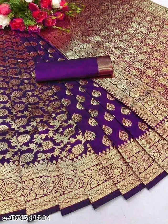 Banarasi Silk Saree With Blouse For Women (6.3M)