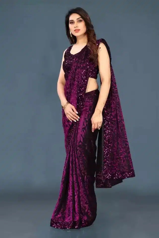 Lycra Sequence Saree for Women (6.3 m)