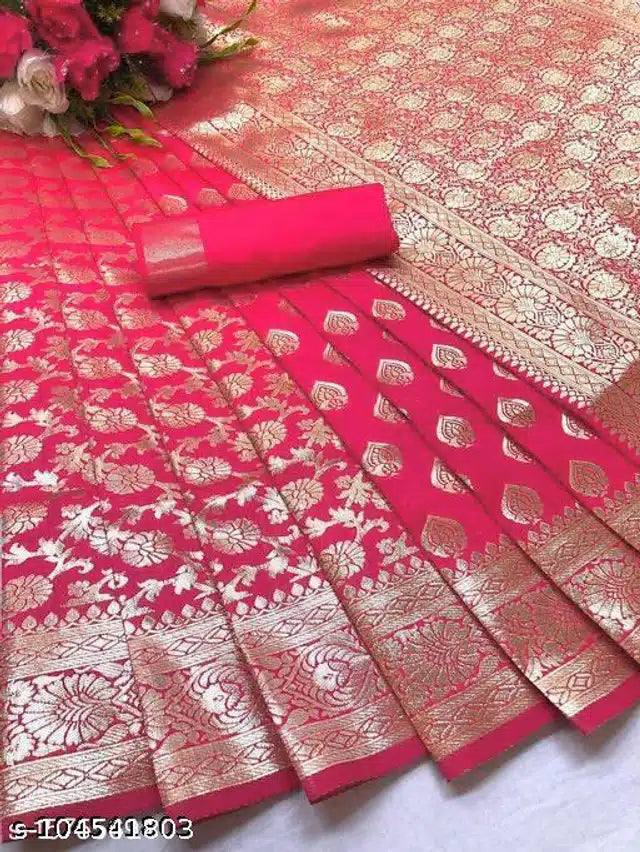 Banarasi Silk Saree With Blouse For Women (6.3M)