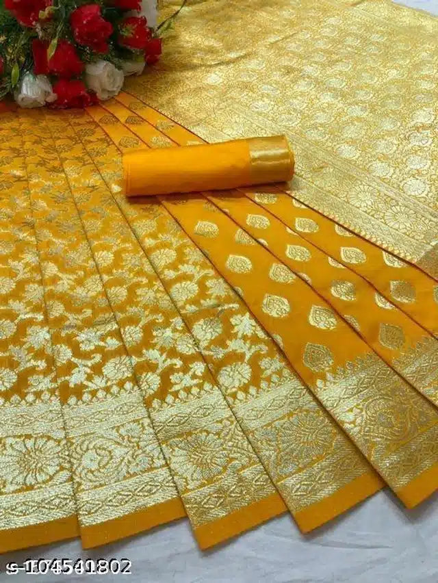 Banarasi Silk Saree With Blouse For Women (6.3M)