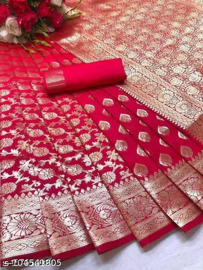 Banarasi Silk Saree With Blouse For Women (6.3M)