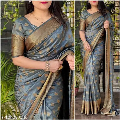 Banarasi Silk Saree With Blouse For Women (6.3M)