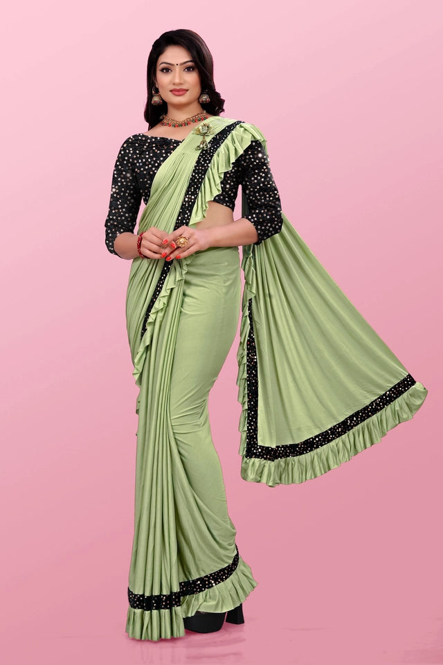 Lycra Blend Solid Saree for Women (6.3 m)