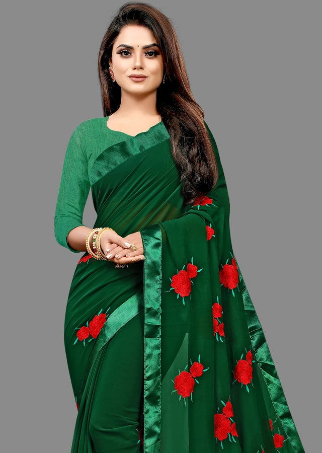 Georgette Embroidered Saree for Women (6.3 m)