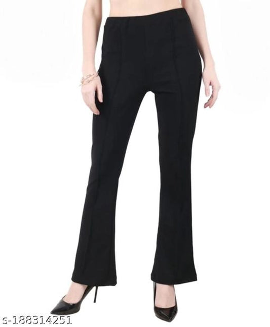 Cotton Blend Trouser for Women (Black, 26)