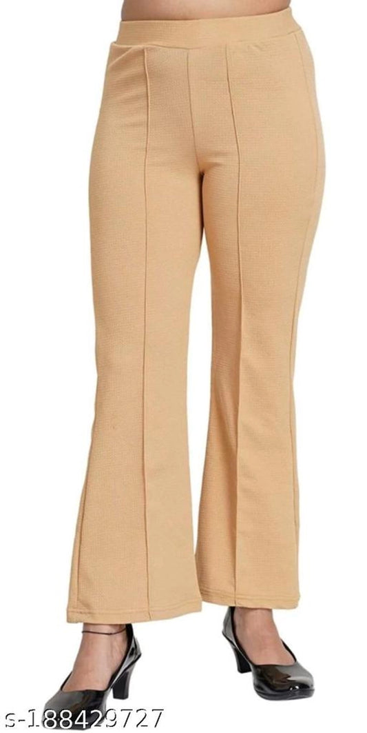 Cotton Blend Trouser for Women (Beige, 26)