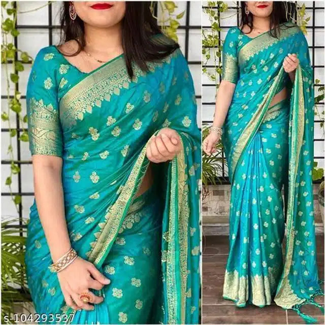 Banarasi Silk Saree With Blouse For Women (6.3M)