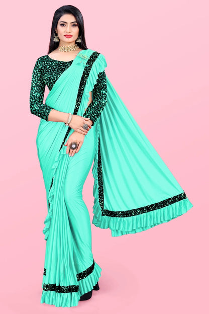 Lycra Blend Solid Saree for Women (6.3 m)