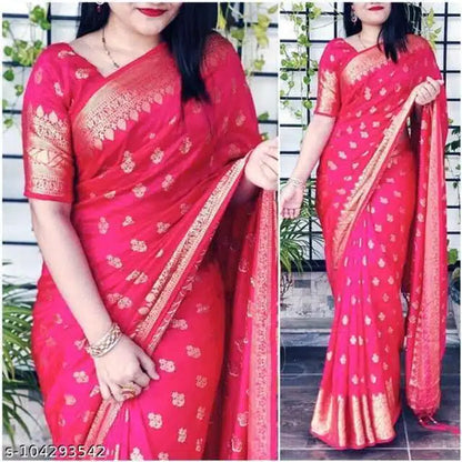 Banarasi Silk Saree With Blouse For Women (6.3M)