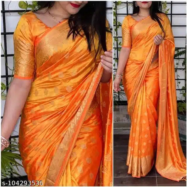 Banarasi Silk Saree With Blouse For Women (6.3M)