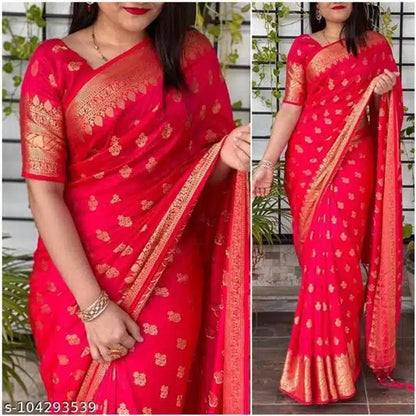 Banarasi Silk Saree With Blouse For Women (6.3M)